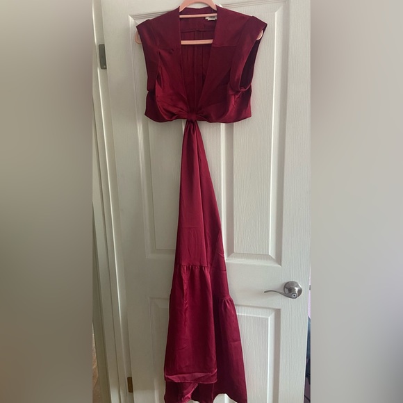 Jason Ju Red V-Neck Bow Dress - Picture 3 of 9